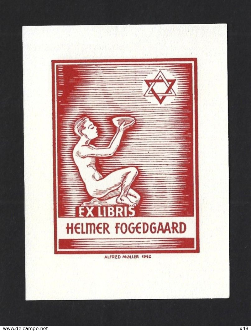 Ex-libris Of Helmer Fogedgaard, Denmark. With Solomon's Seal.Jews. Helmer Fogedgaards Exlibris. Salomos Siegel. Salomon. - Ex-libris