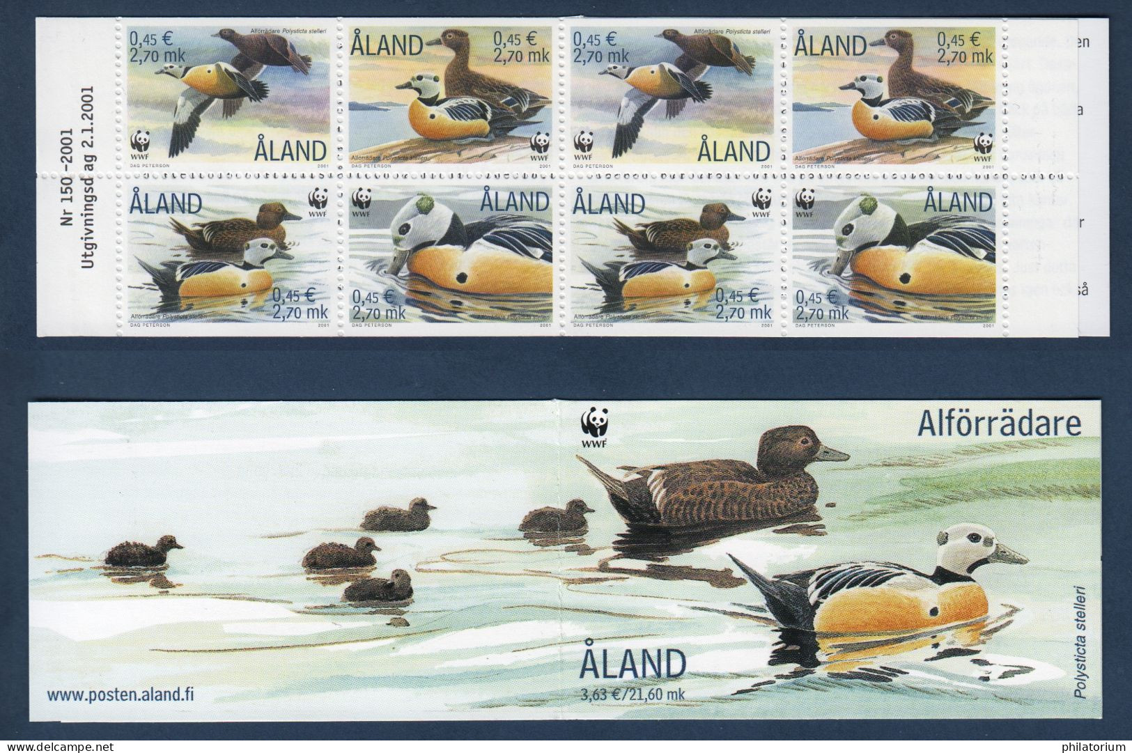 Aland, **, Yv C183, Mi MH 9, SG SB 9, L'Eider De Steller (Polysticta Stelleri), - Ducks