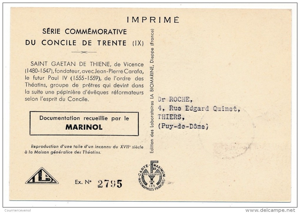 VATICAN - Série Commémorative Du Concile De Trente - Saint Gaetan De Thiene - 1950 - Maximumkarten (MC)