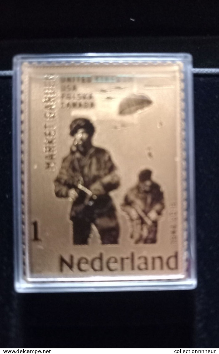 TIMBRE EN OR PAYS BAS GUERRE MONDIALE 1944/2019 GOLD STAMP NEDERLAND WORLD WAR MARKET GARDEN NEDERLAND  NEUF EN COFFRET - Variétés Et Curiosités