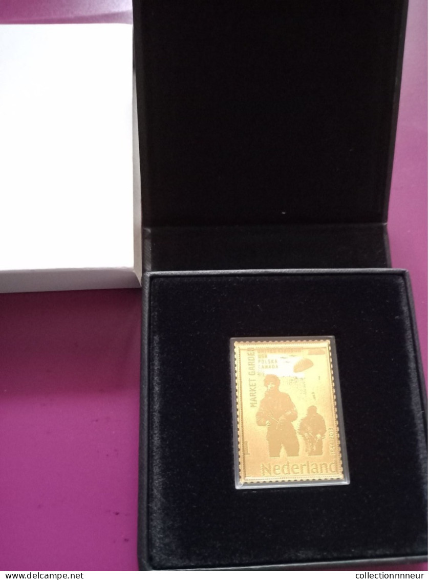 TIMBRE EN OR PAYS BAS GUERRE MONDIALE 1944/2019 GOLD STAMP NEDERLAND WORLD WAR MARKET GARDEN NEDERLAND  NEUF EN COFFRET - Variétés Et Curiosités