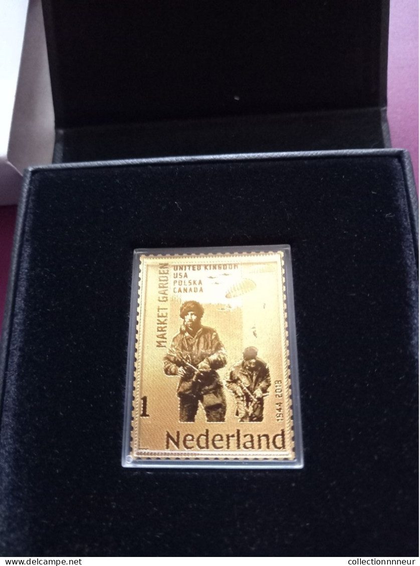 TIMBRE EN OR PAYS BAS GUERRE MONDIALE 1944/2019 GOLD STAMP NEDERLAND WORLD WAR MARKET GARDEN NEDERLAND  NEUF EN COFFRET - Variétés Et Curiosités