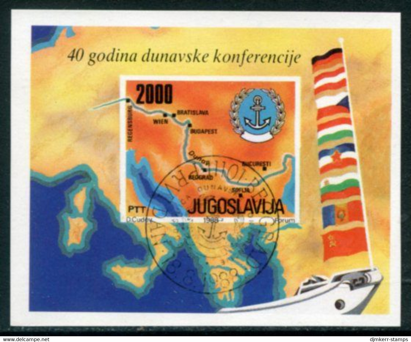 YUGOSLAVIA 1988 Danube Conference Block Used..  Michel Block 33 - Usati