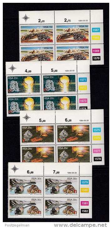 SOUTH AFRICA, 1984, MNH Control Block Of 4, Minerals,  M 647-650, Scan X610 - Ongebruikt