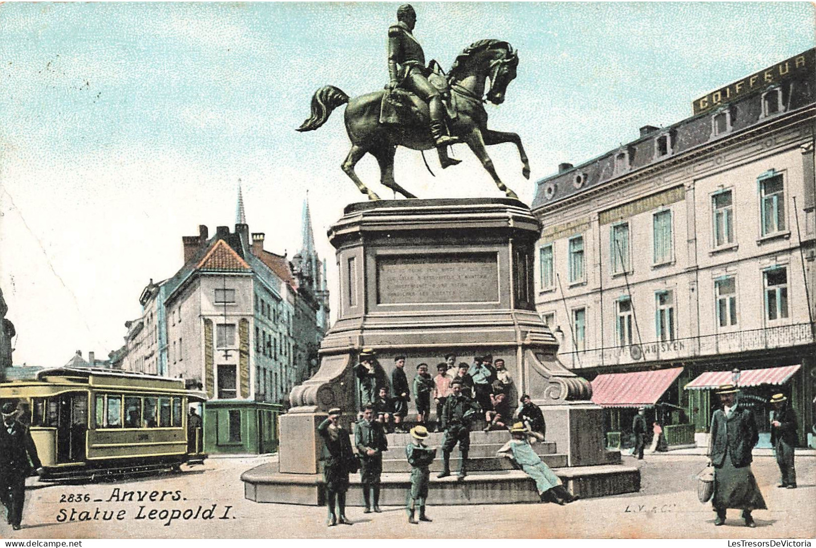 BELGIQUE - Anvers - Statue LEOPOLD 1 - Animé - Carte Postale Ancienne - Antwerpen