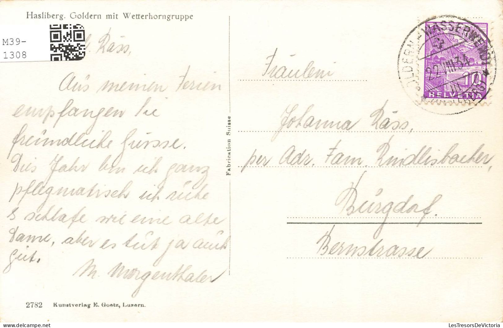 SUISSE - Hasliberg - Goldern Mit Wetterhorngruppe - Carte Postale Ancienne - Hasliberg