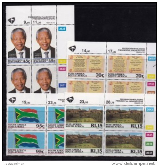 RSA, 1994, MNH Stamps In Control Blocks, MI 926-929, President Mandela, Scan X722 - Ungebraucht