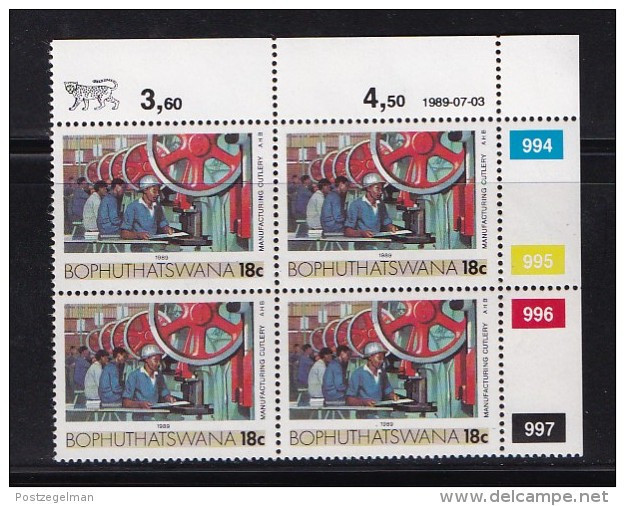 BOPHUTHATSWANA, 1989, MNH Controls Block Of 4, Definitive 18 Cent, M 222, Scan X476 - Bofutatsuana