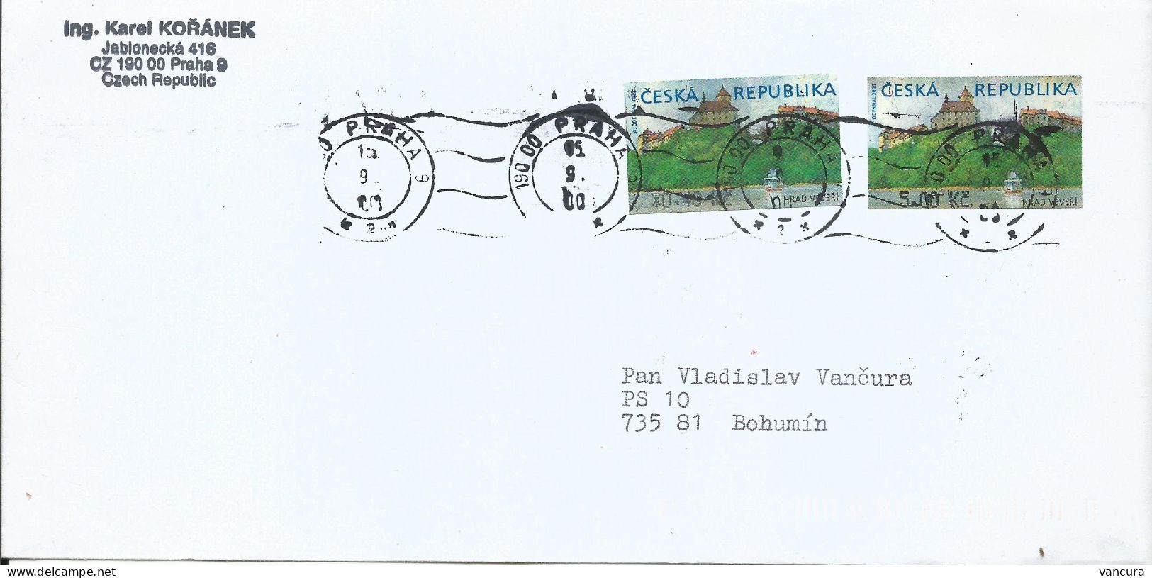 Envelope Czech Republic Machine Stamp *0.40 And 5 Kc - Sonstige & Ohne Zuordnung