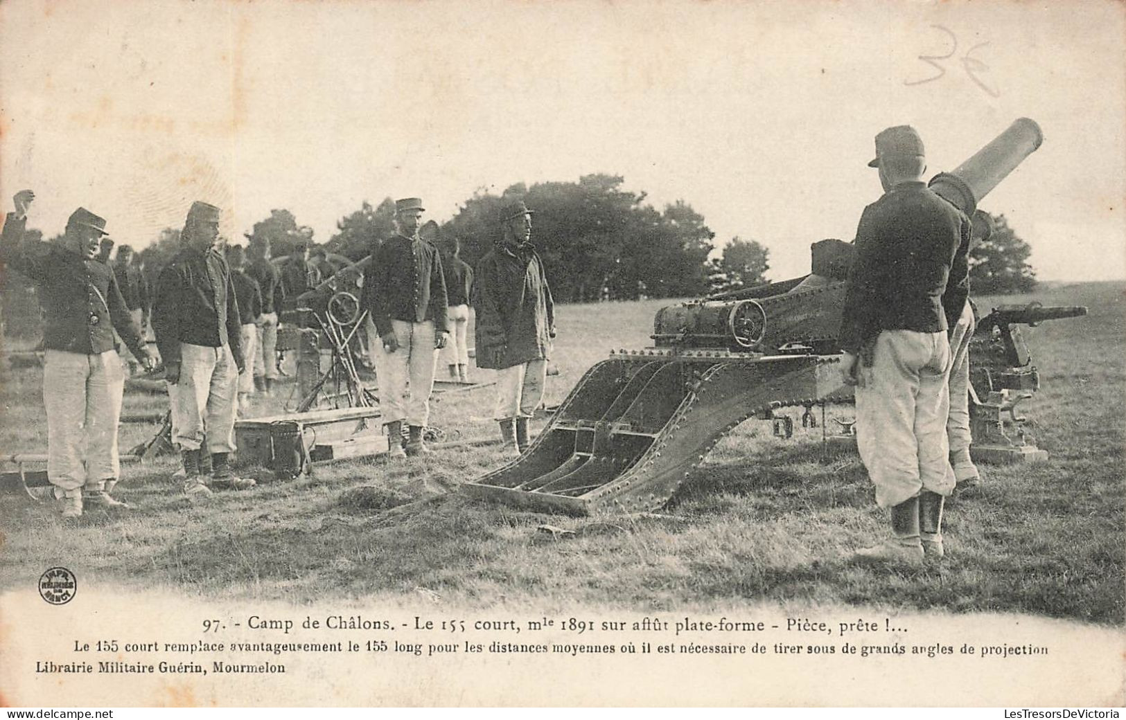 FRANCE - Camp De Châlons - Le 155 Court Mle 1891 Sur Affût Plateforme - Carte Postale Ancienne - Camp De Châlons - Mourmelon