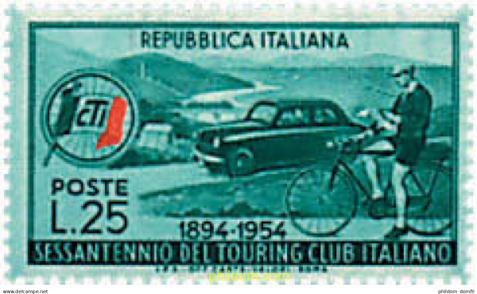 55319 MNH ITALIA 1954 60 ANIVERSARIO DEL TOURING CLUB ITALIANO - Neufs