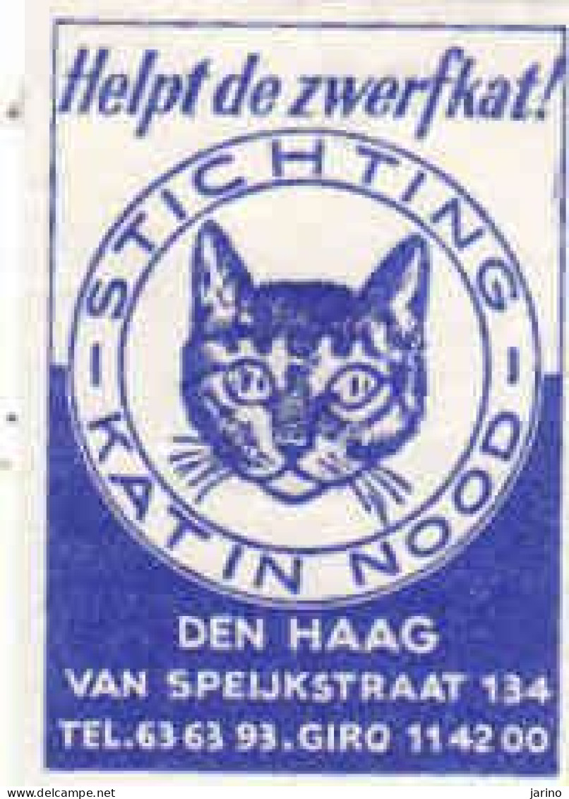 Dutch Matchbox Label, HAAG - South Holland, STICHTING KATIN NOOD, Helpt De Zwerfkat!, Cat, Holland, Netherlands - Boites D'allumettes - Etiquettes