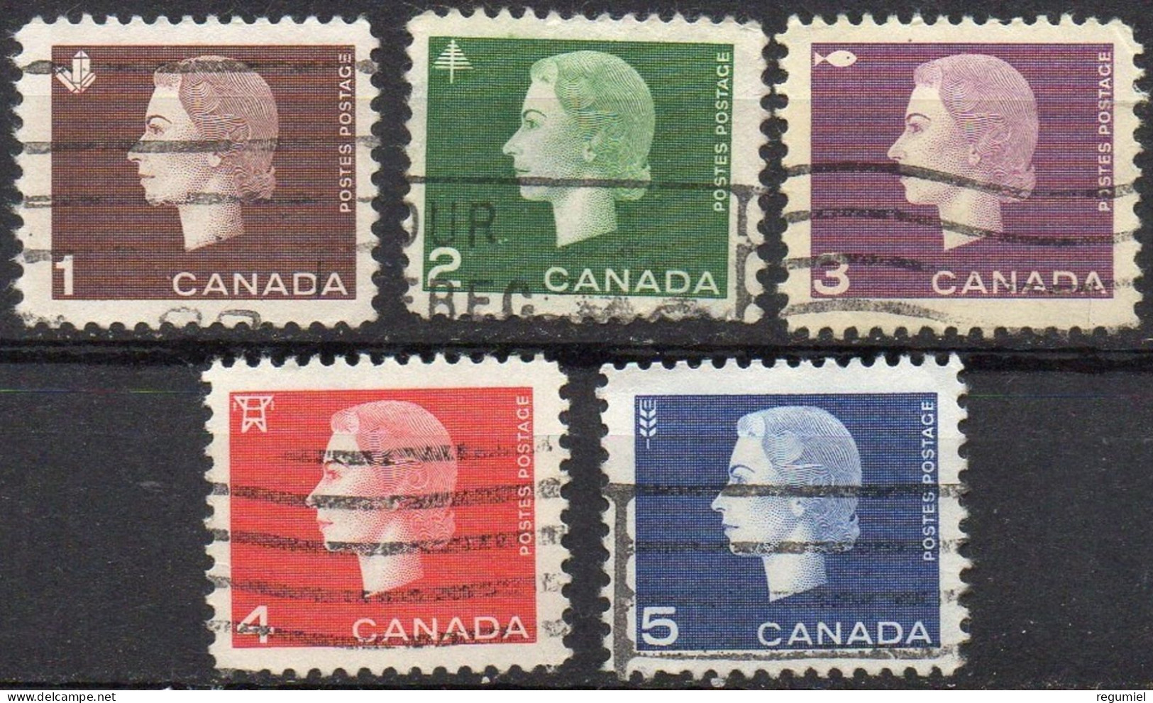 Canada U  328/332 (o) Usado. 1962 - Oblitérés