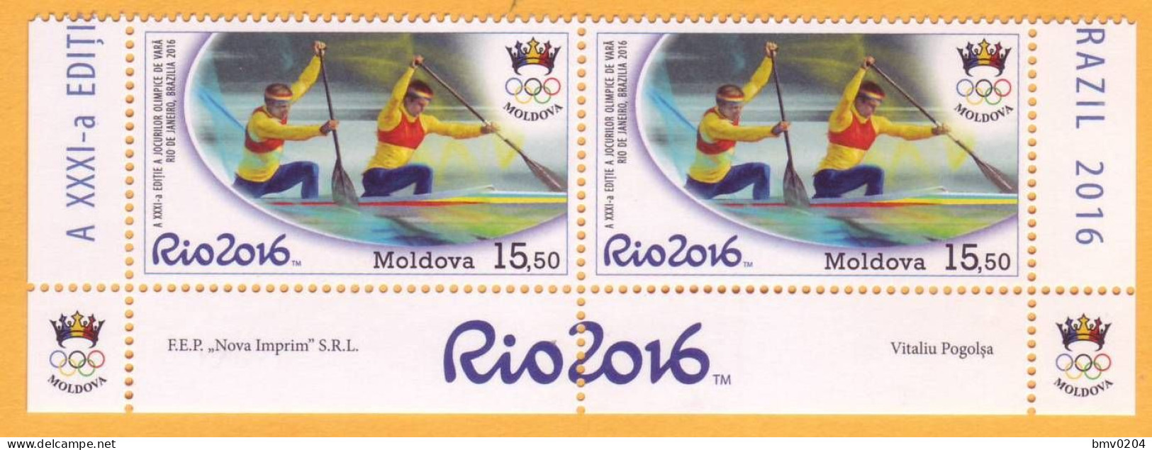 2016  Moldova Moldavie Sports, Rowing Summer Olympics. Brazil. Rio De Janeiro 2v Mint - Summer 2016: Rio De Janeiro