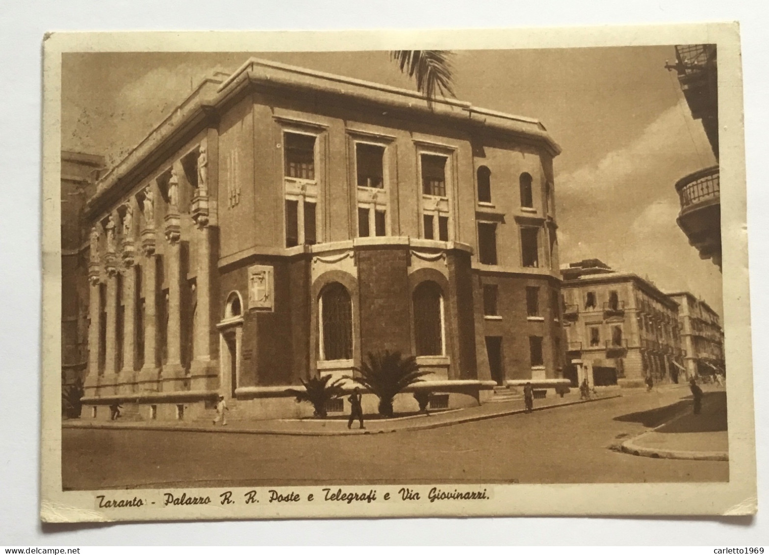 TARANTO - PALAZZO R.R. POSTE E TELEGRAFI E VIA GIOVINAZZI 1940 -   VIAGGIATA FG - Taranto