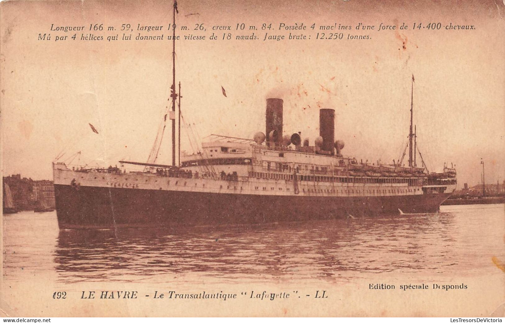 FRANCE - Le Havre - Le Transatlantique "Lafayette" - LL  - Carte Postale Ancienne - Sin Clasificación