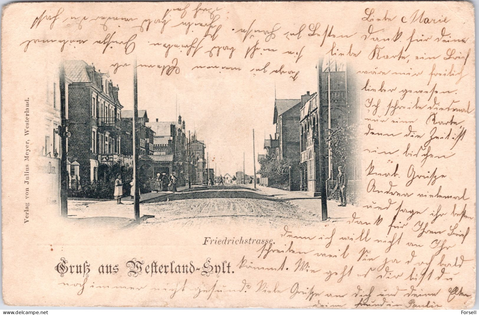Gruss Aus Westerland Sylt , Friedrichstrasse (Stempel: Westerland 1899) - Sylt