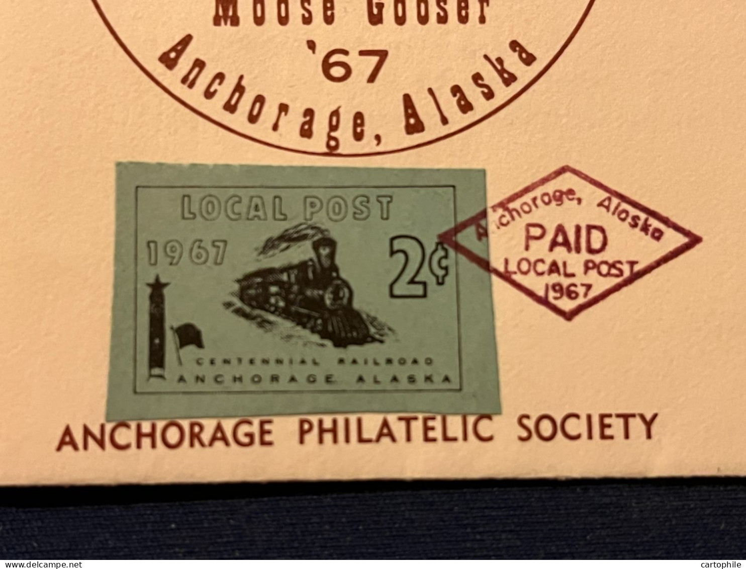 Local Post Anchorage Alaska - First Run Kiwanis Steam Railroad Cover 1967 - Timbre Local 2c - Storia Postale