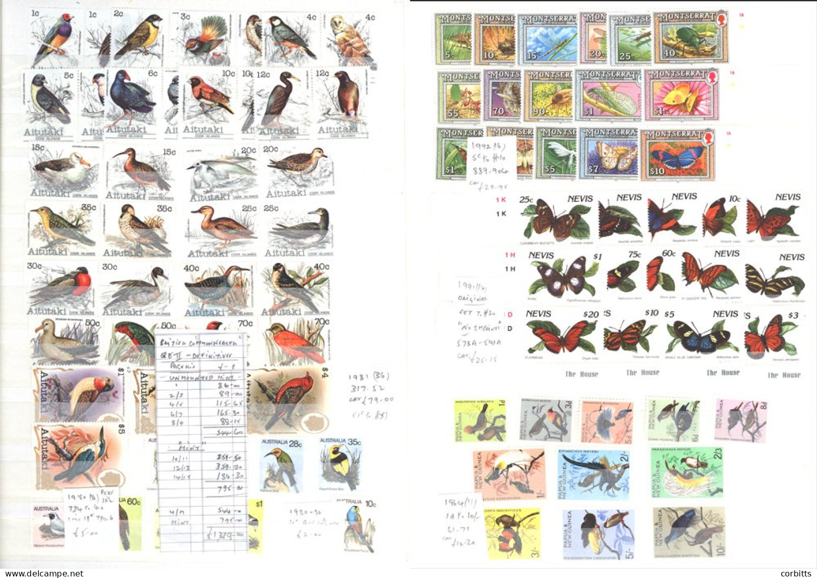 BRITISH COMMONWEALTH QEII M Or UM Range In A Stock Book With Defin Sets With Strength In Birds On Stamps, Others With Go - Sonstige & Ohne Zuordnung