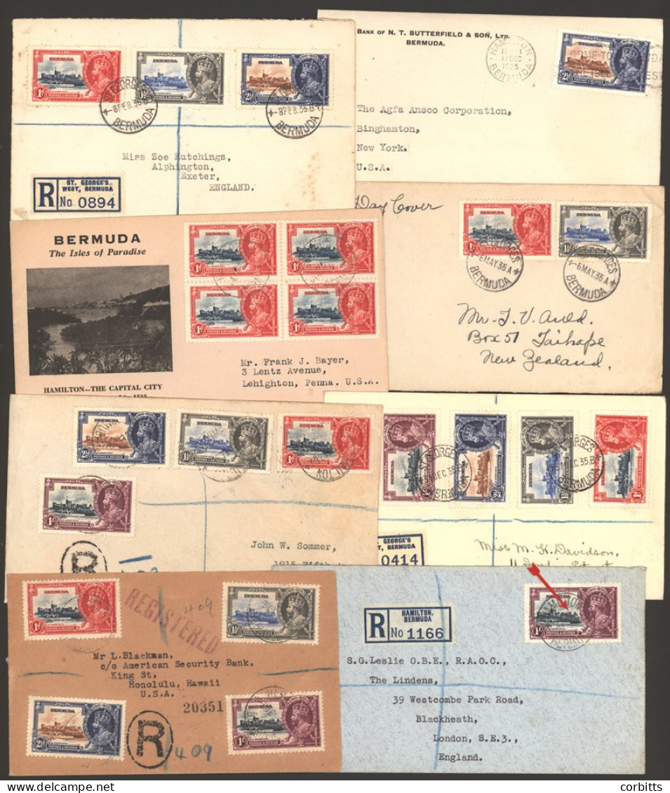 1935 Jubilee Issues On Covers 1935-36 Envelopes (11) And A PPC Franked With 1935 Jubilee Issues Incl. A Day Of Issue Cov - Other & Unclassified