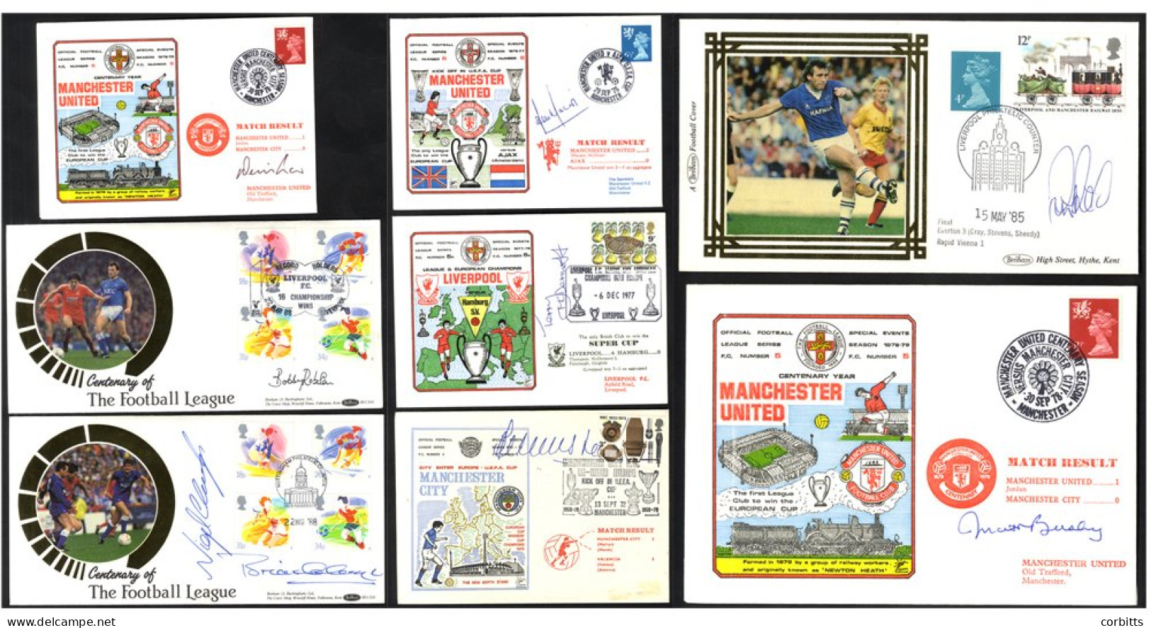 FOOTBALL Selection Of Commem Illustrated Covers Bearing Signatures Incl. Brian Clough, Bobby Robson, Dennis Law, Terry M - Other & Unclassified