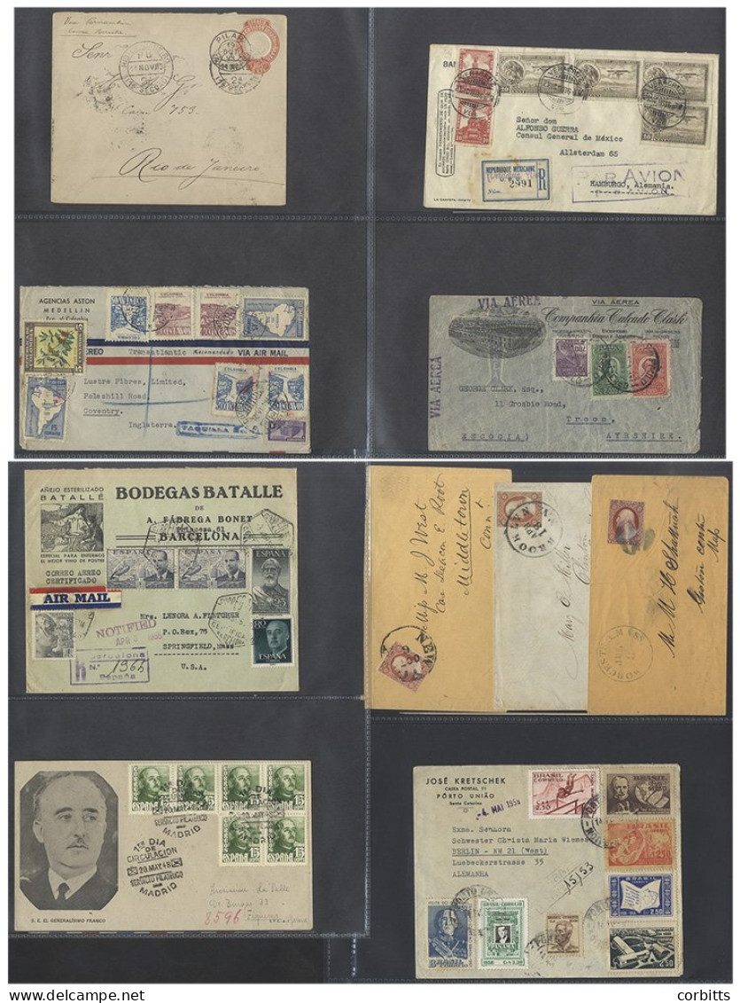 POSTAL HISTORY Blue Cover Album With A Predominantly 1930-50's Accumulation Of World Covers, Commercial & Philatelic Wit - Other & Unclassified