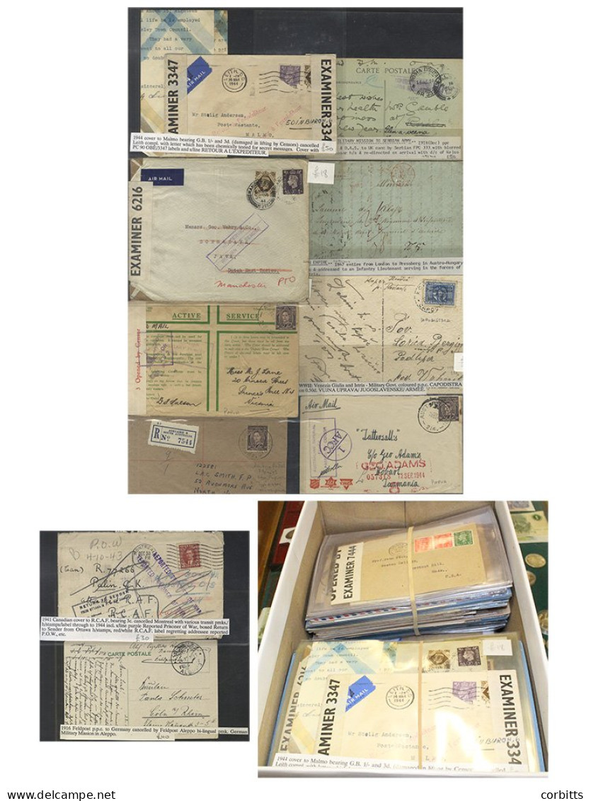 WORLD WAR II Accumulation Of Approx 270 Covers Mainly From War Time Period Incl. GB Censored, Economy Envelopes, F.P.O's - Altri & Non Classificati