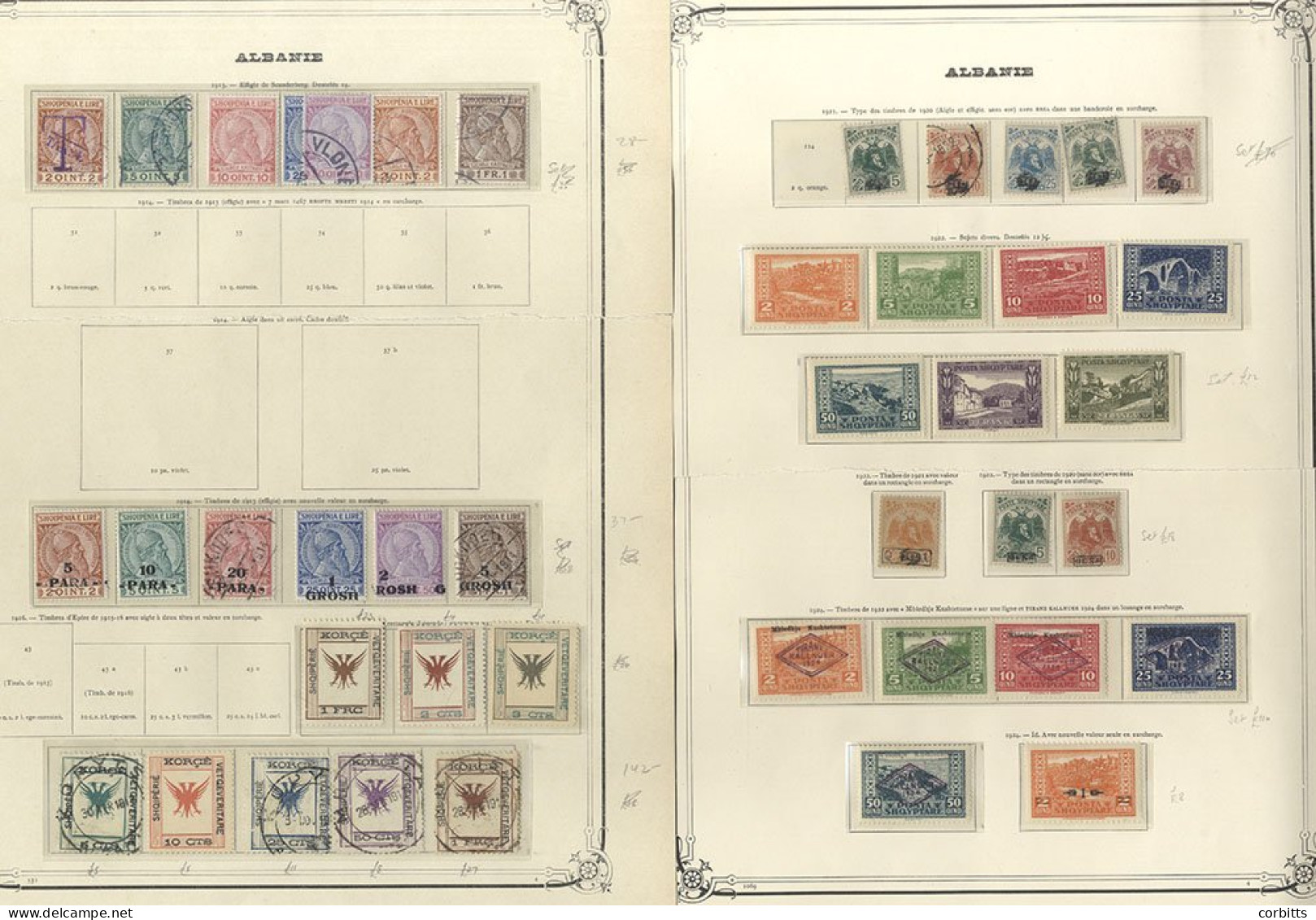 1913-40 M & U Collection Incl. 1913-14 Skanderberg Set U (10q - M), 1914 Surcharges, Mixed M & U, 1917 Double Eagle Set, - Altri & Non Classificati