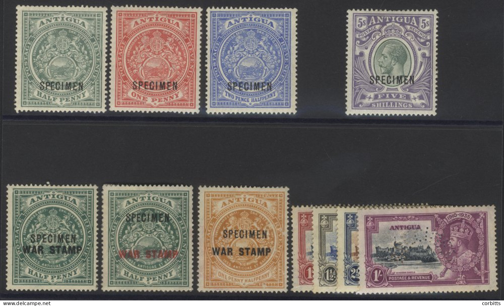 1908-17 MCCA ½d, 1d & 2½d Each Optd SPECIMEN Large Part O.g, SG.41s. 43s & 46s, 1913 MCCA 5s Grey Green & Violet Optd SP - Autres & Non Classés