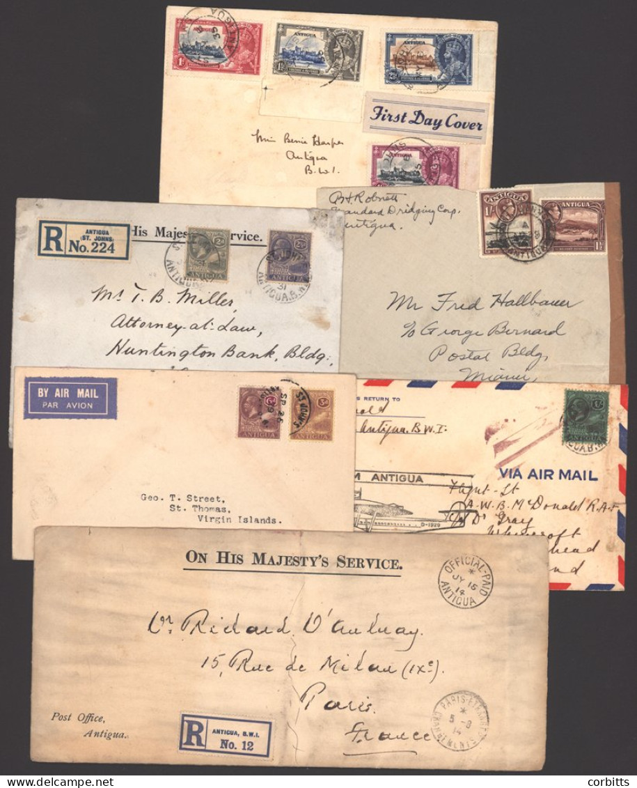 1914-49 Range Of Covers From 1914 OHMS Reg Cover (incl. Contents) To France With Scarce Official Paid C.d.s, 1929 FFC To - Otros & Sin Clasificación