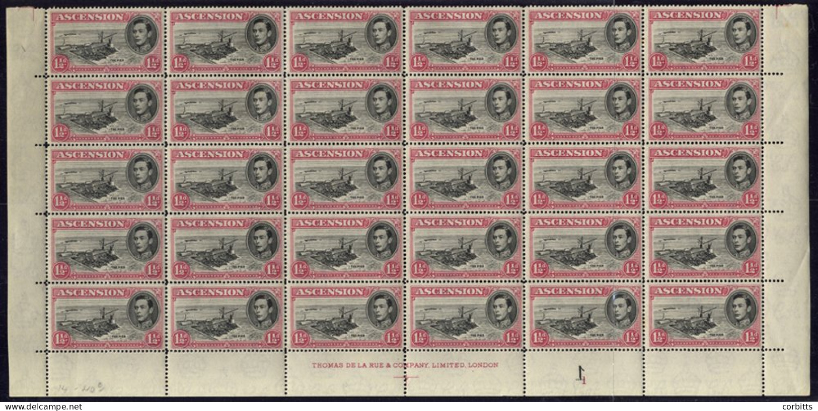 1949 1½d Black & Rose-carmine P.14 Lower Half Sheet, UM (SG.40d) Plus A Range Of Blocks Of Four Or Larger Marginal Piece - Other & Unclassified