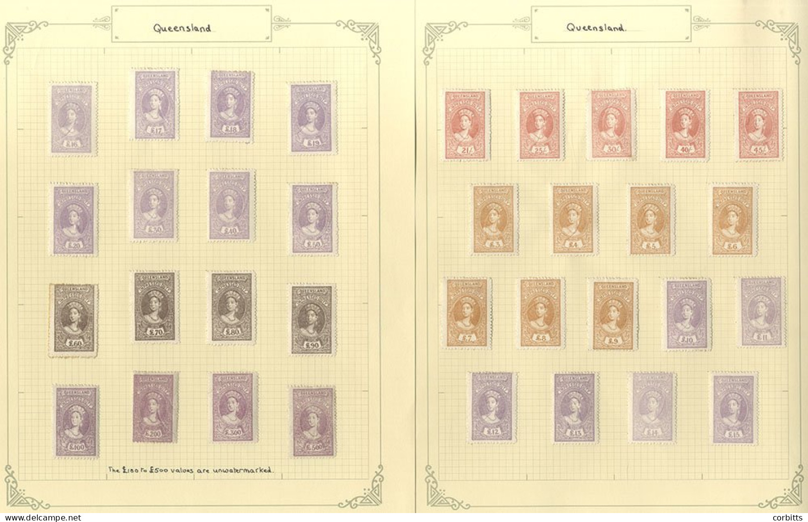 REVENUES: Impressed Duty Stamps: 1895 Set From 6s To £500, (7/6d, 10s, 15s, £100-£500 All No Wmk), Embossed With Officia - Sonstige & Ohne Zuordnung