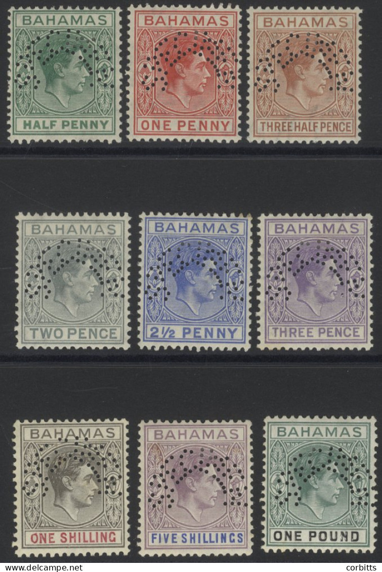 1938 KGVI Defins To £1 (9 From 14 Vals) Perf SPECIMEN, Fine M (odd Tone), SG.149s/157s, ST.Cat. £400 (9) - Andere & Zonder Classificatie