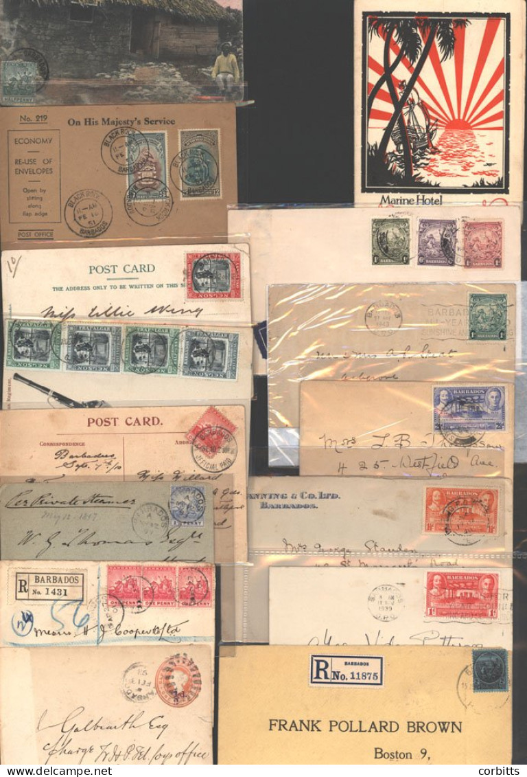 19th/20thC Group Of Covers & PPC's, 1893 ½d Surcharge On 1d Cover To Trinidad, 1897 2½d Cover To USA, 1901 Reg Cover Wit - Sonstige & Ohne Zuordnung