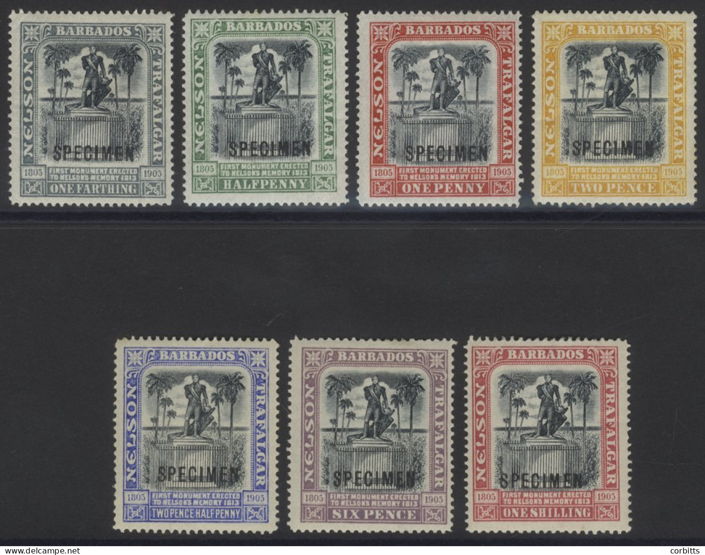 1906 Nelson Centenary Set, O.g. Minor Toning, SG.145s/151s, Cat. £160 (7) - Autres & Non Classés