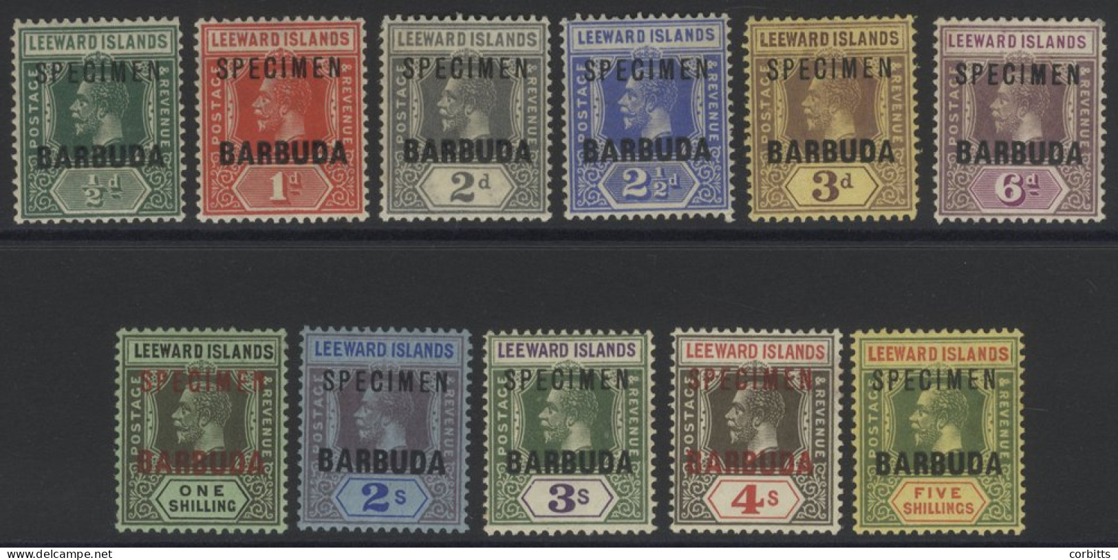 1922 Leewards Set Optd SPECIMEN, O.g. (some Gum Toning), SG.1s/11s, Cat. £250 (11) - Other & Unclassified