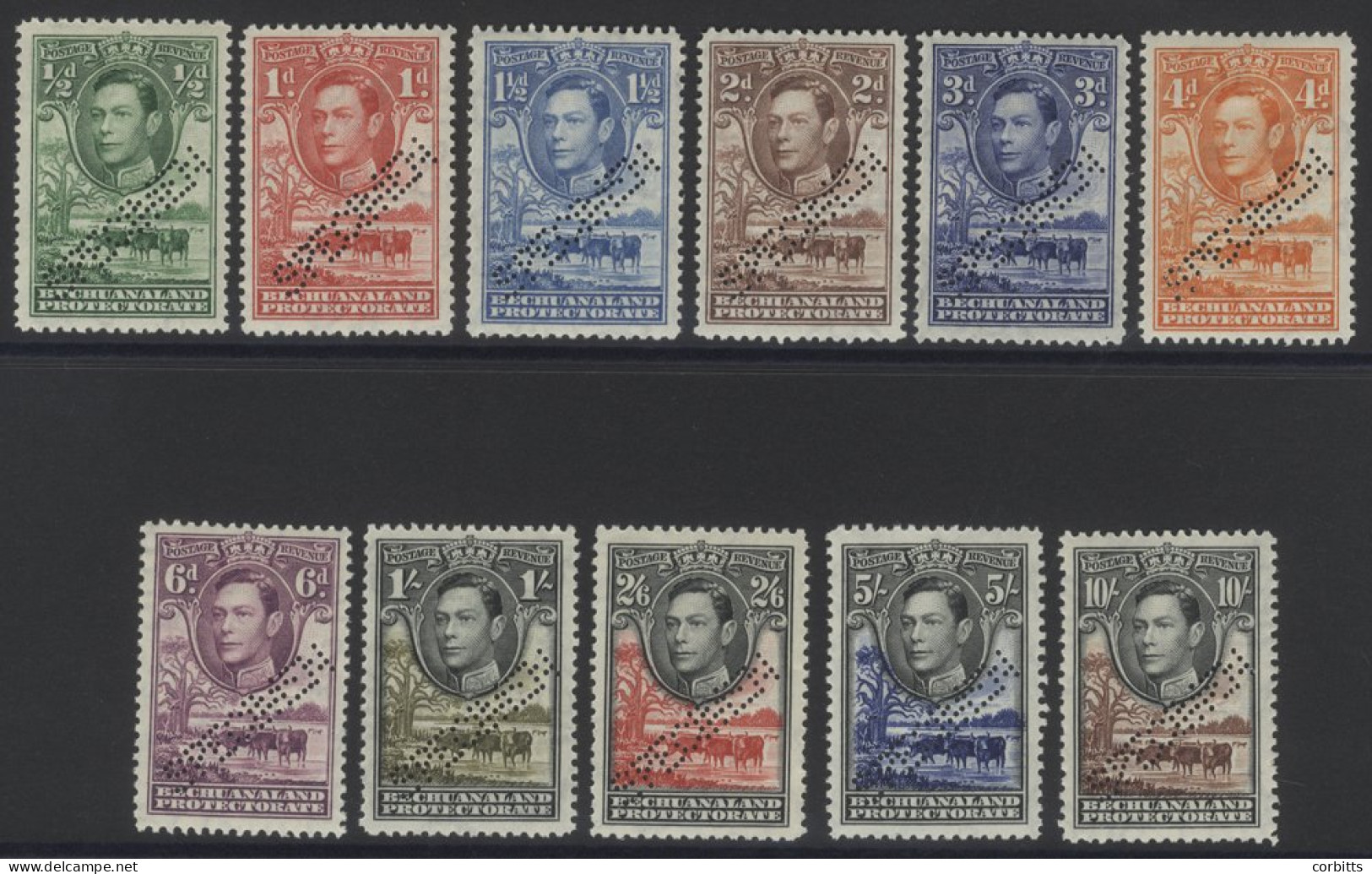 1938 Defin Set Perf SPECIMEN, Fine M, SG.118s/128s, Cat. £375 - Other & Unclassified