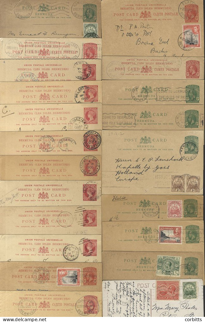 Postal Stationery 1885 ½d Blue Cards - Used To GB & USA Incl. 1885 (23 Apr) ½d Blue Card Uprated With 1d Rose & Used Fro - Other & Unclassified