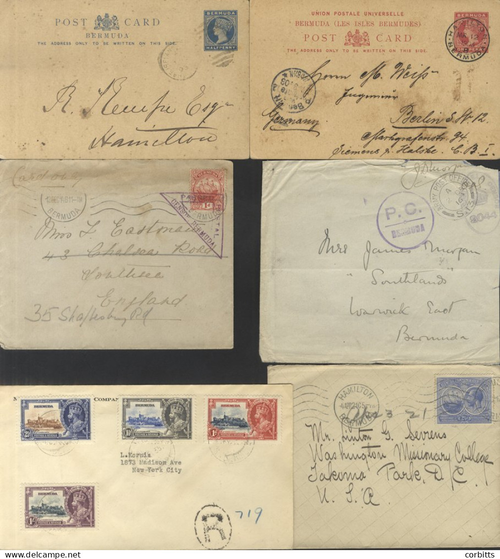 1893-1935 Cards (2), Covers (4) Incl. 1893 ½d Postal Stationery Card To Ireland (faint Duplex), 1903 1d Postal Stationer - Other & Unclassified