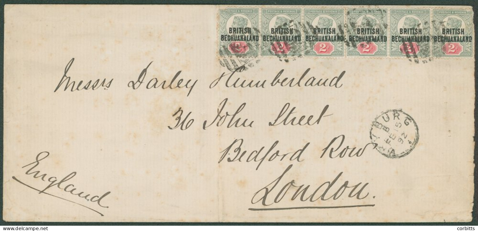1892 (15 Feb) Triple Rate Envelope (224 X 103mm; Folded) To London, Bearing 1891 2d Strips Of Three (2, Two Stamps Defec - Altri & Non Classificati