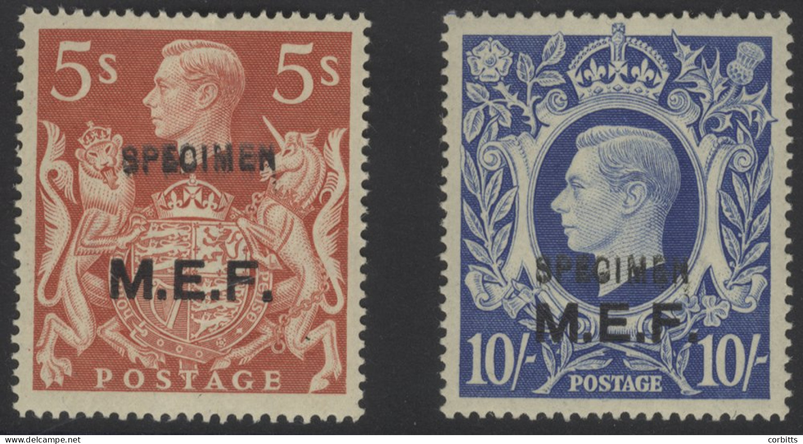 MIDDLE EAST FORCES 5s Red & 10s Ultramarine Optd SPECIMEN, UM, SG.M20s/21s. (2) Cat. £325 - Sonstige & Ohne Zuordnung