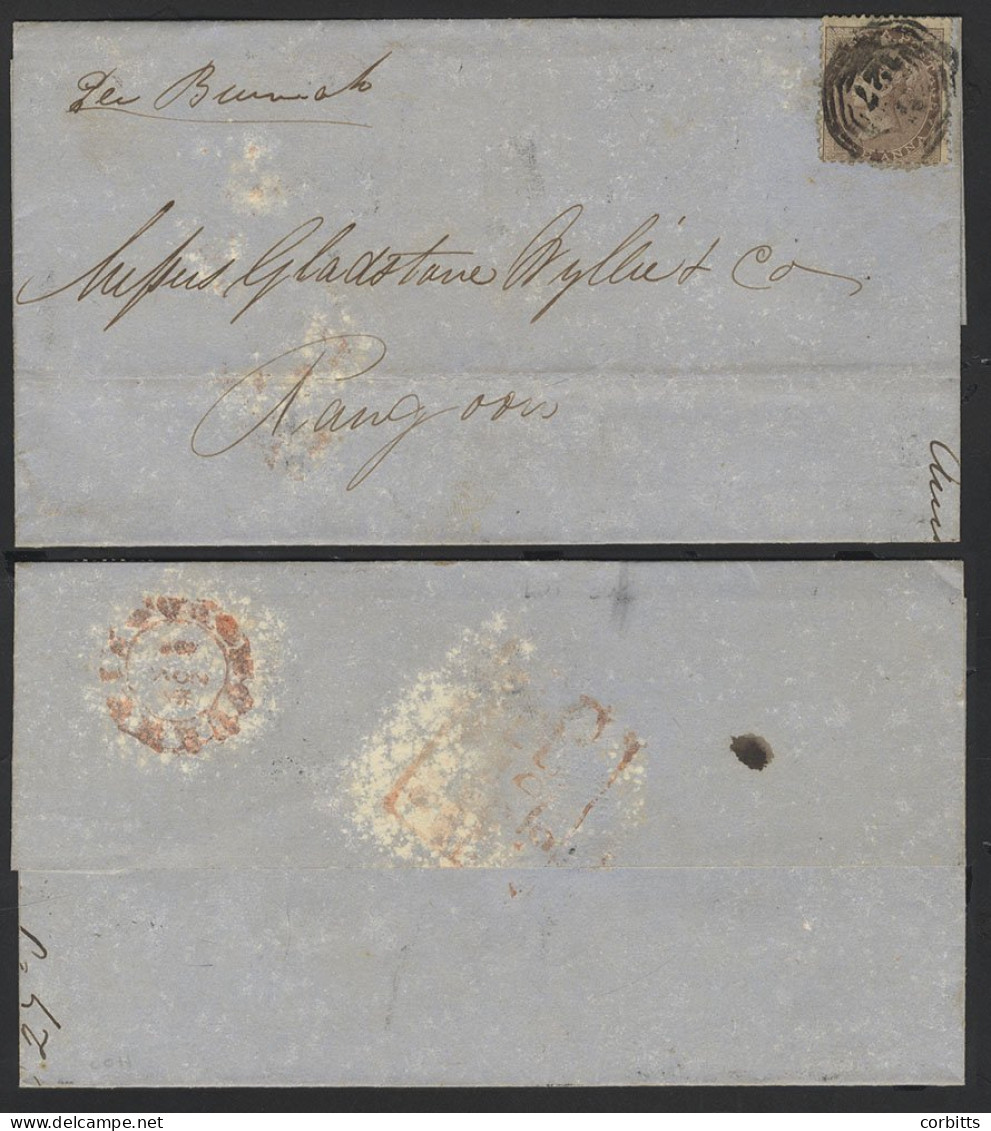 1859 Cover (outer) From A Captain, Moulmein To Rangoon, Franked India 1a, Tied B127 Octagon Type A. - Sonstige & Ohne Zuordnung