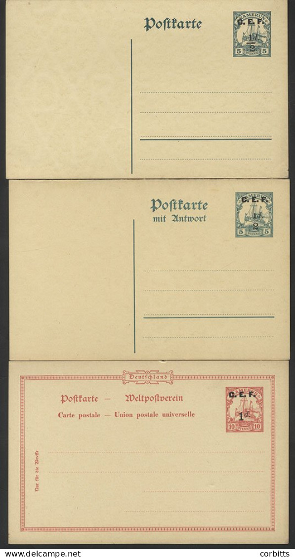 1915 Set Of CEF ½d On 5pf Single + Reply & 1d On 10pf Postal Stationery Cards, Fine Unused, Mi.p1-3, Cat.350€. (3) - Sonstige & Ohne Zuordnung