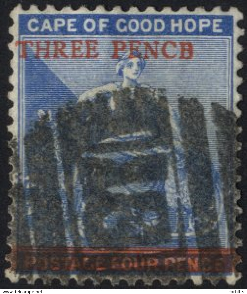 1879 3d On 4d Blue Showing The 'PENCB For PENCE' Variety, Good U, SG.34a, Cat. £250 (1) - Sonstige & Ohne Zuordnung