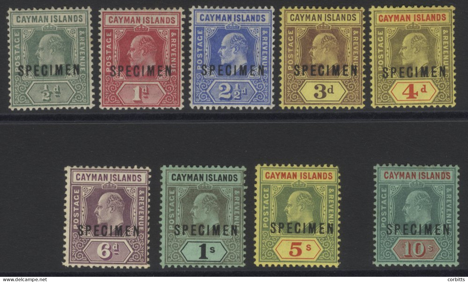 1907-09 MCCA/MSCA Set Optd SPECIMEN (excl. 1s SG.3s), Large Part O.g, SG.25s/34s. (9) Cat. £315 - Altri & Non Classificati