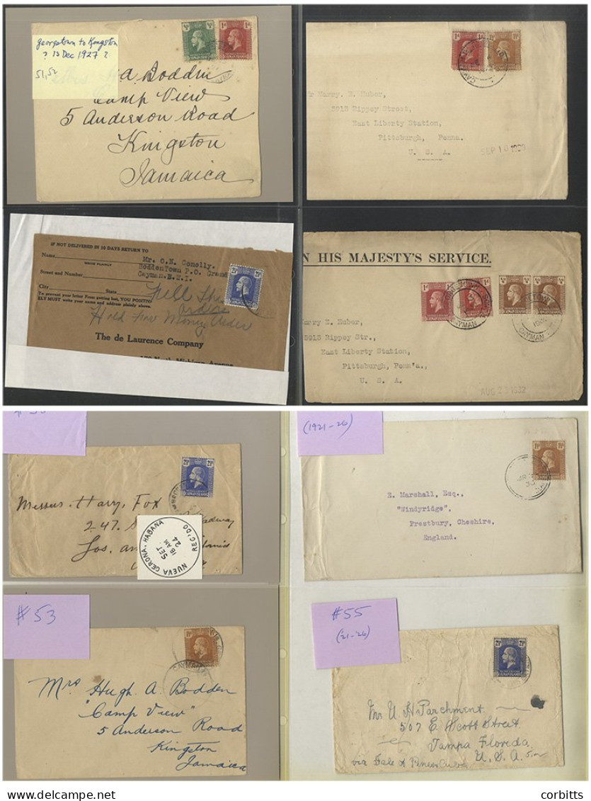 Group Of Covers With Second Type KGV Head Frankings (vals To 1s) Incl. 1921 Envelope (small Faults) To New York With 1½d - Other & Unclassified