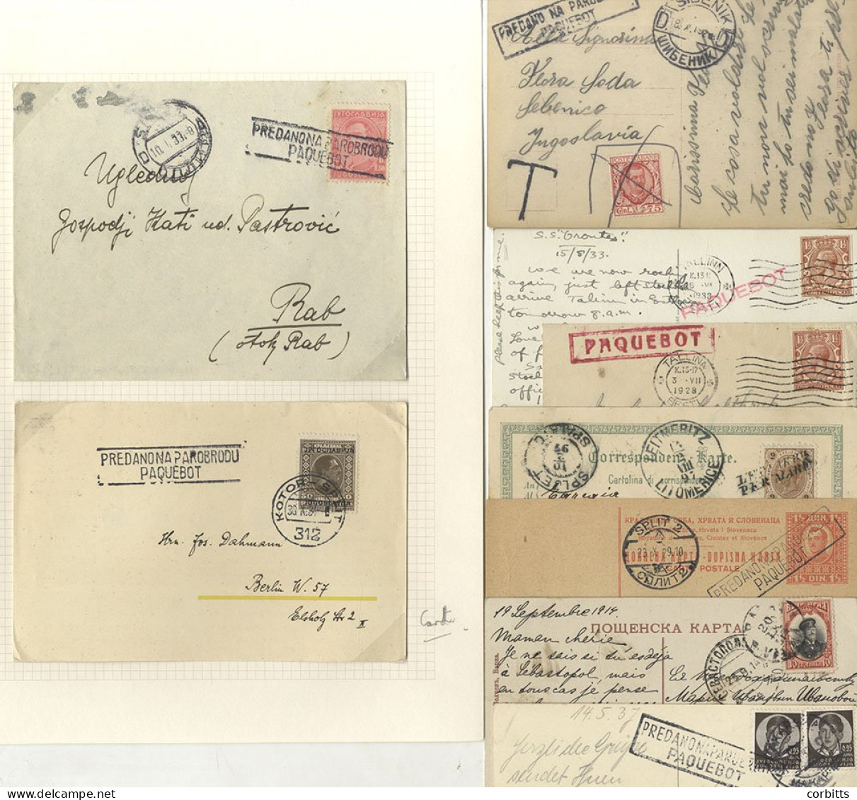 CROATIAN/BULGARIAN & ESTONIA PAQUEBOT MAIL; 1899-1928 Range Of Envelopes/postcards With Many Fine 'PAQUEBOT' Marks Incl. - Autres & Non Classés