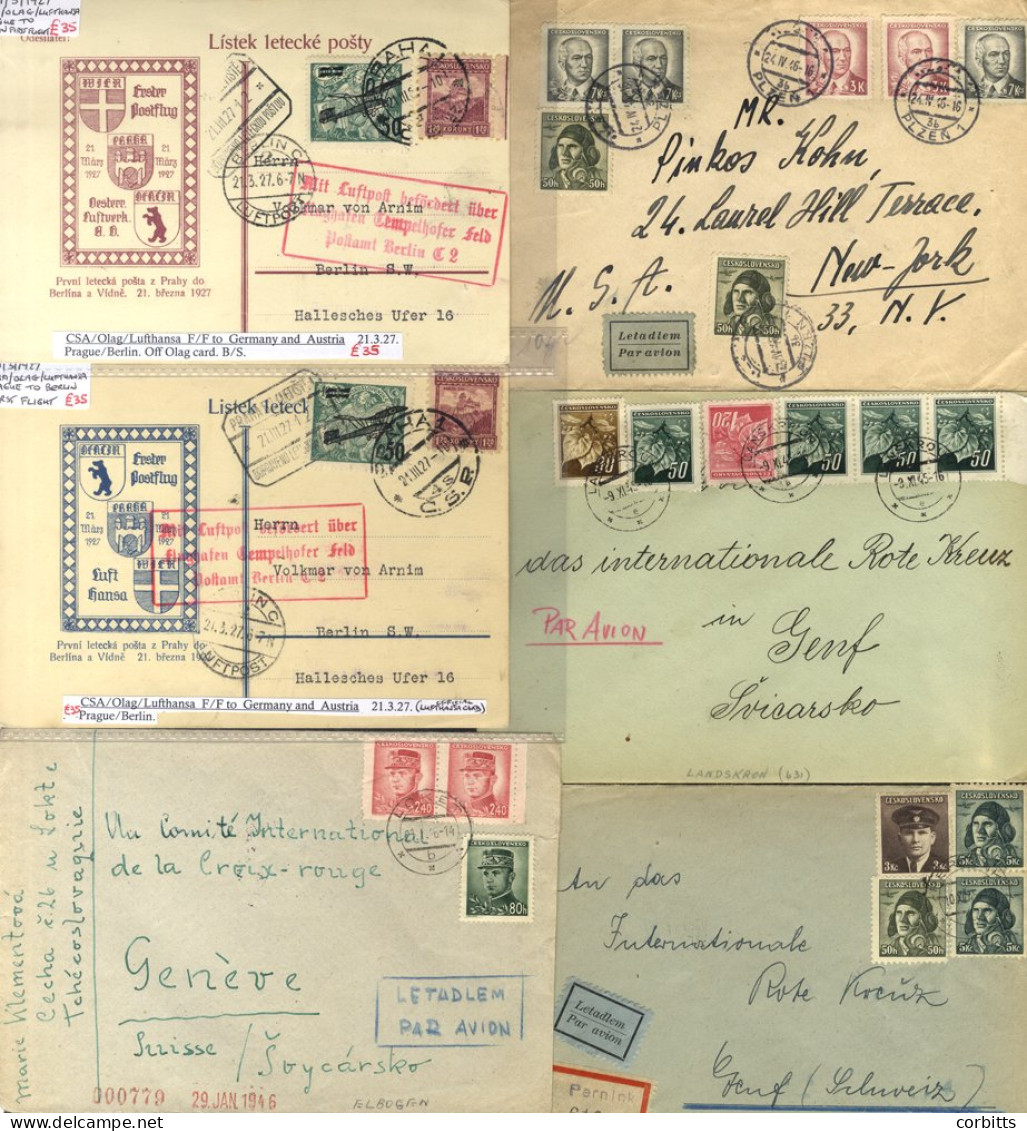 Airmail Covers - Interesting Lot Of Mainly 1930's Flown Covers, Mostly Commercial But Attractive 1927 Pair Of Commemorat - Altri & Non Classificati