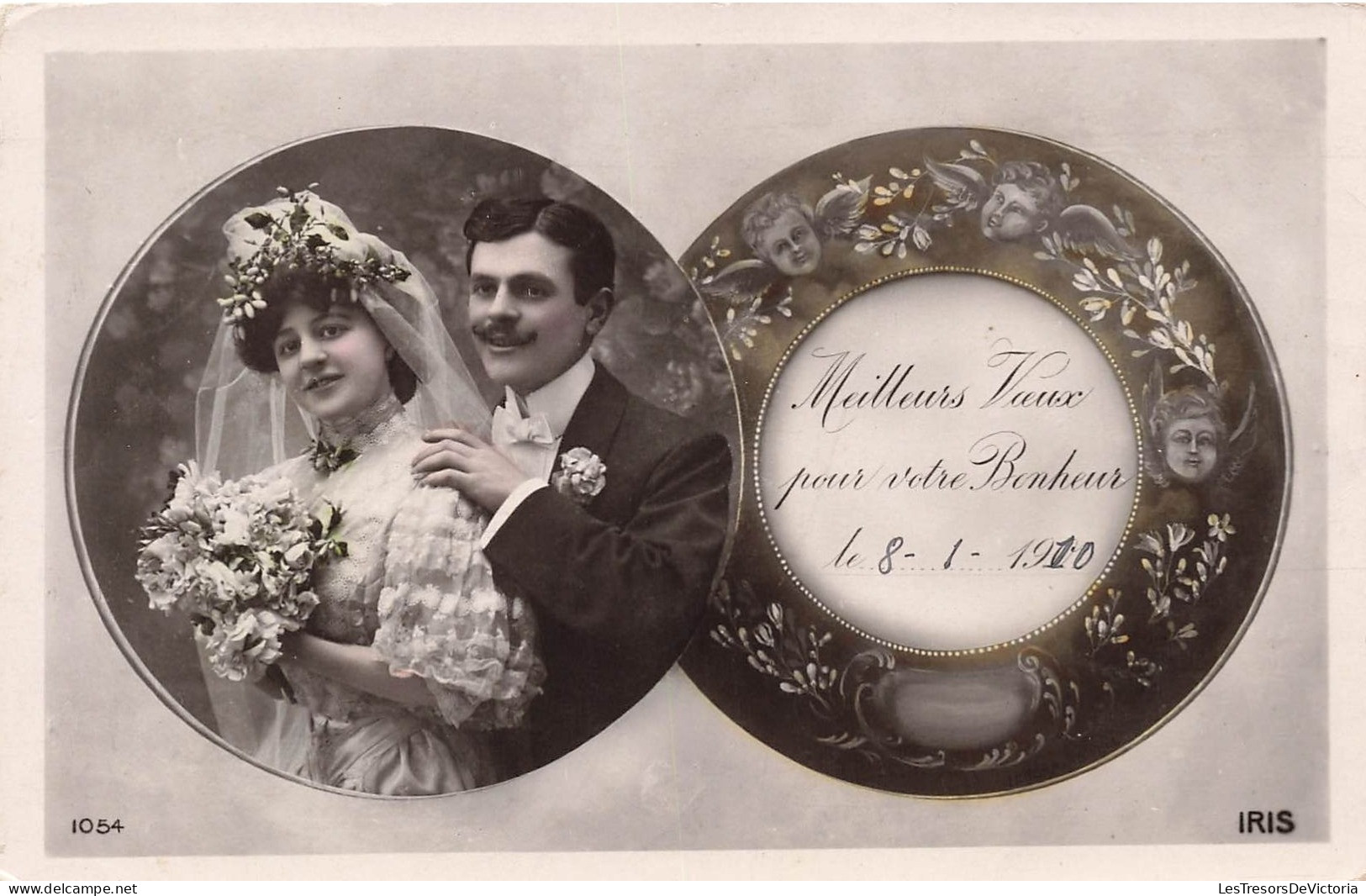 COUPLES - Meilleurs Vœux Pour Votre Bonheur - Les Mariés - Carte Postale Ancienne - Couples