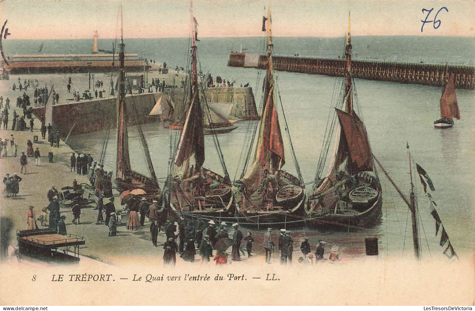 FRANCE - Le Tréport - Vue Générale - Le Quai Vers L'entrée Du Port - L L - Carte Postale Ancienne - Le Treport